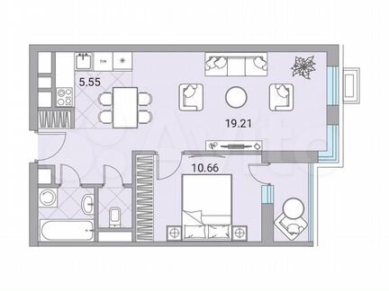 2-к квартира, 46.2 м², 19/24 эт.