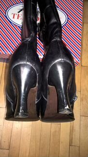 Сапоги кожанные, б/у, черные, размер 41, зимние