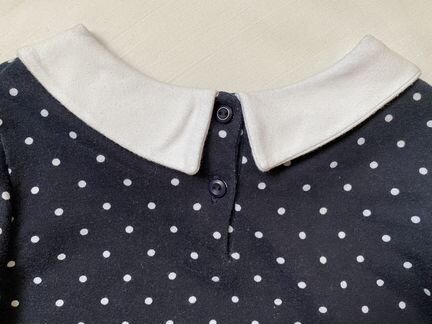 Платье синее в белый горошек, 104 см