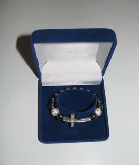 Браслет женский - гематит с крестом и стразами