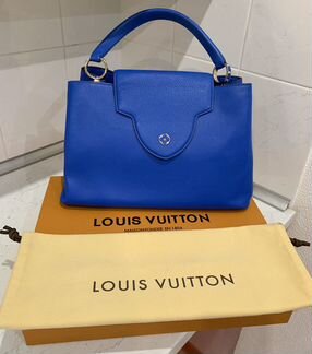 Новая синяя кожаная сумка Louis Vuitton Capucines