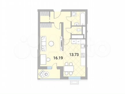 1-к квартира, 43.6 м², 19/24 эт.
