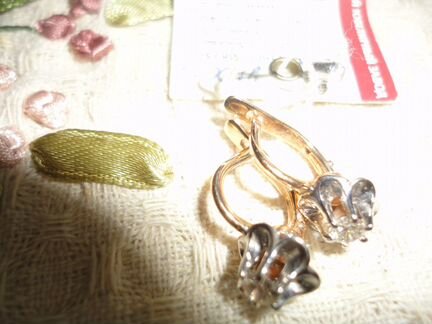 Новые золотые серьги с бриллиантами, Мюз(классика)