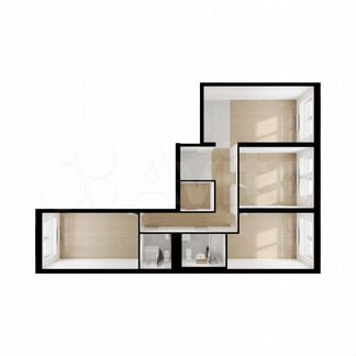 3-к квартира, 86.7 м², 9/9 эт.