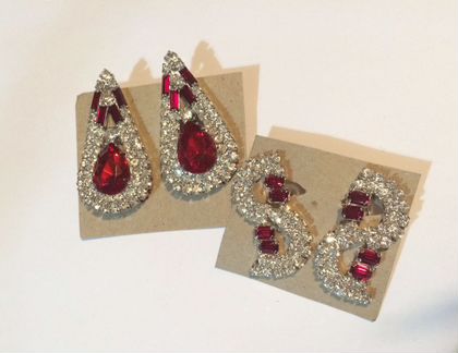 Чешская бижутерия богемское стекло клипсы