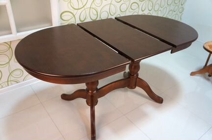 Стол овальный 120(+40) х80 темный орех