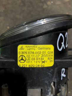 Фара противотуманная правая Mercedes-Benz Ml-Class