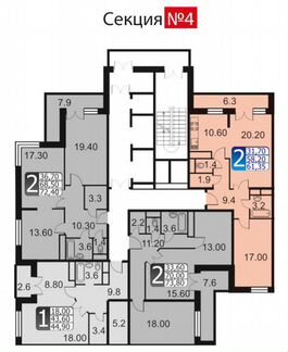 2-к квартира, 67.9 м², 13/18 эт.