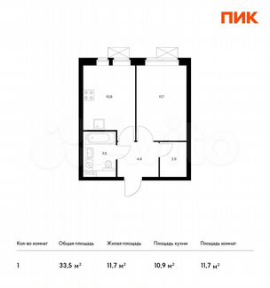1-к квартира, 33.5 м², 8/32 эт.