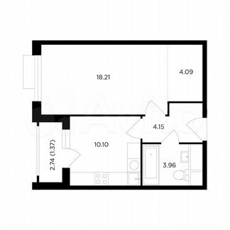 1-к квартира, 41.9 м², 14/26 эт.