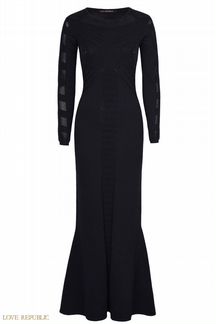 Чёрное бандажное платье в пол Love republic
