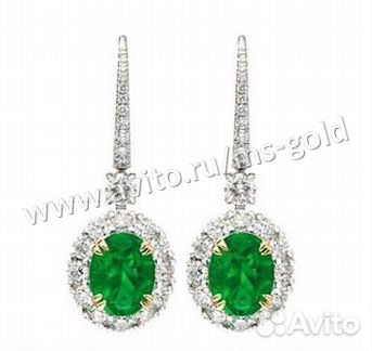 Роскошные серьги с бриллиантами,изумруды