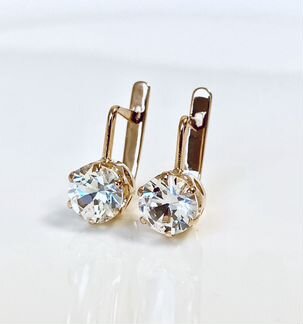 Золотые серьги с фианитами 583 проба