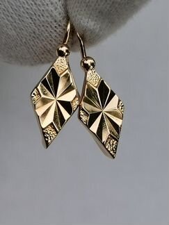 Золотые советские серьги Ромбики