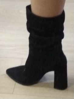 Сапоги демисезонные черные замша