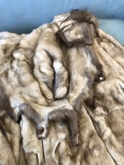 Норковая шуба с капюшоном из соболя